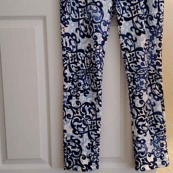 Chico's Navy Scroll Juliet Flat Front Pants - Picture 6 of 12